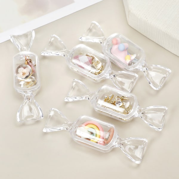 Candy Shape Förvaringslåda Innovativ Tecknad Transparent Smyckesbehållare för Örhängen Godis Ringar Pärlor Transparent Ca. 8,5x2,5cm / 3,3x1,0in-+