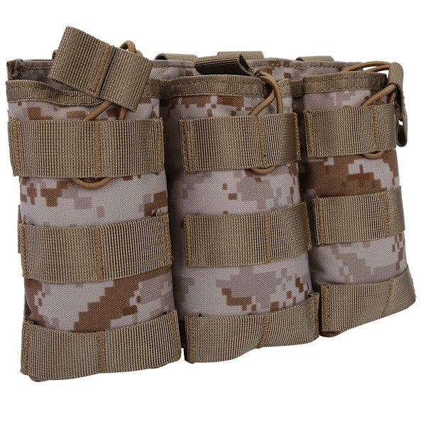 Triple Open Top Magazine Molle Pouch Militærveske for Vest Utendørs Tilbehør (DD)