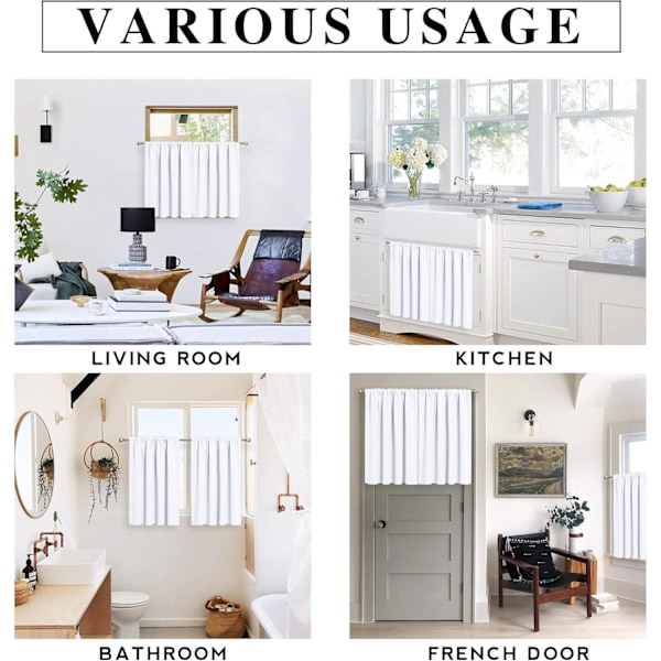 Short Curtains for Bedroom, Grey Half Curtains, Energy Saving
