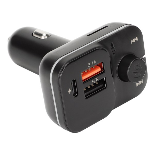 Auton MP3-soitin FM Bluetooth 5.0 -lähetin, handsfree-puhelut, Bluetooth-auton sovitin, tunnelmavalaistus, 12–24V C24