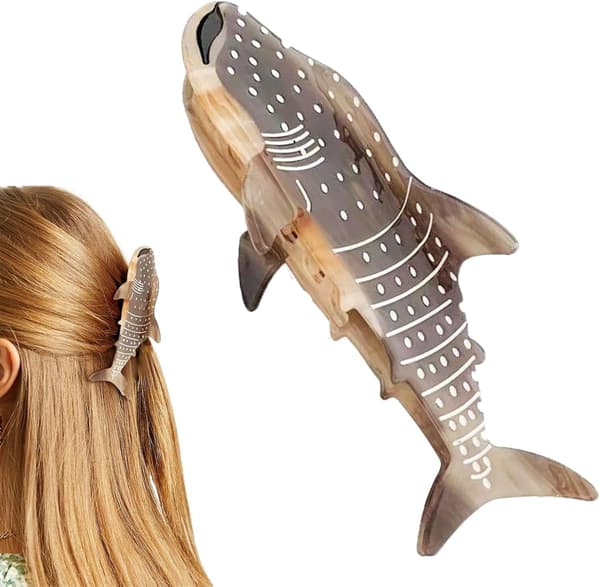 st valhaj hårklämma, hårklämmor med valhaj, valhaj hårklämma, val hårklämmor, hårklämmor med djurform brun haj Brown Shark