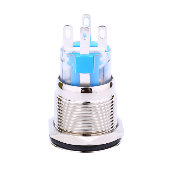 12V Bilström Angel Eye Metallisk Tryckknapp Blå LED-Ljus Växelspak 19mm AP
