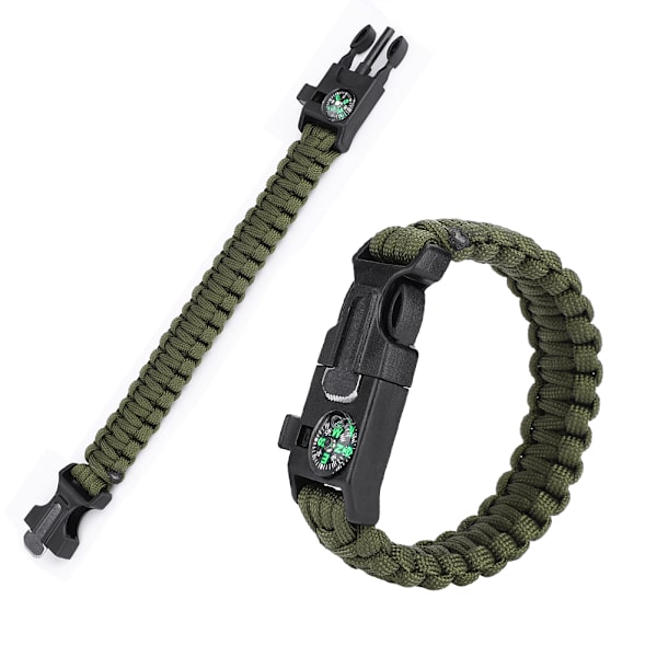 Paracord-selviytymisrannekkeet miehille ja naisille, ulkoilmakäyttöön, rannekkeet, kääre, varjo köysi (armeijan vihreä)