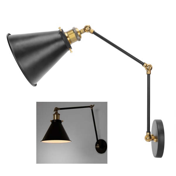 Væglampe E27 Vintage industriel metal væglampearm Justerbar sengelampe AC85‑265V/