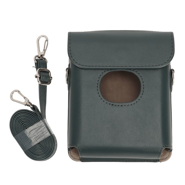 PU læder bæretaske Vintage anti-ridse kamerataske med skulderrem til FujiFilm Instax Square Link Smartphone Printer Mørkegrøn /