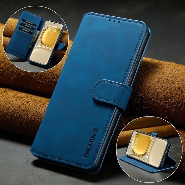 (Til Huawei P30 Pro) DG.MING Retro Læder Telefoncover med Kortplads blå