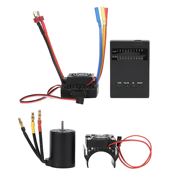 3650 3900KV Harjaton Moottori 60A ESC+Ohjelmointi Kortti Jäähdytyselementti Sarja 1/10RC Autolle