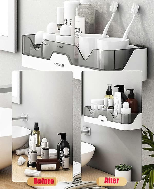 Pack Bathroom Shelf No Drilling Bathroom Shelves Shower Rack Plastic Shower Baskets Wall Mounted for Kitchens and Bathrooms