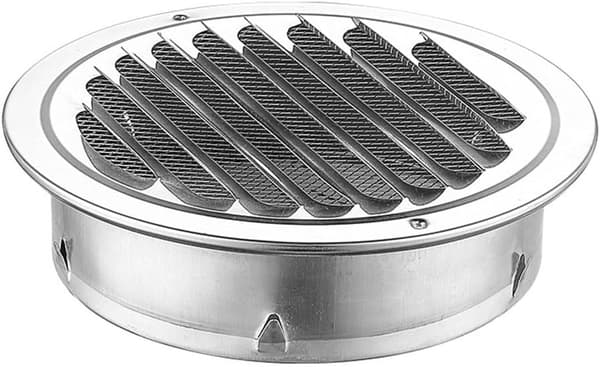 Rund ventilasjonsrist i rustfritt stål, ventilatoravtrekk, viftedekselrist (180 mm)