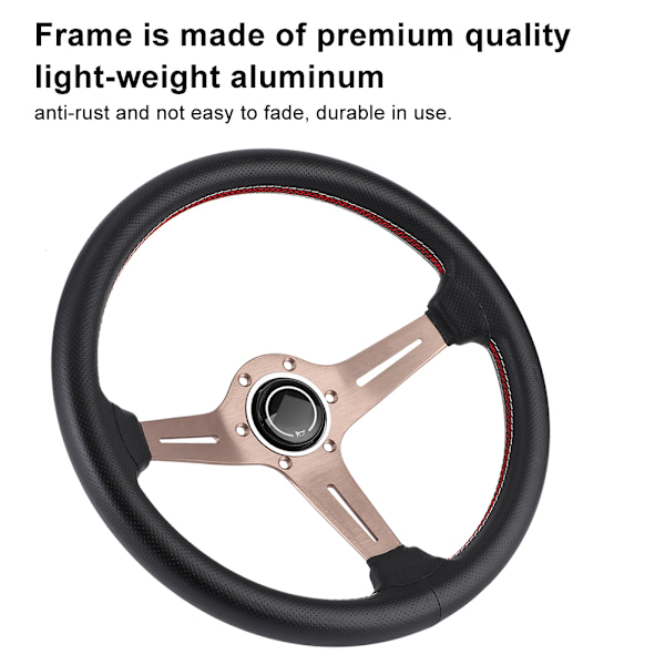 250mm/14in NARDI Style 6-Bolt Halv Skål Sort Perforeret Læder Racer Rat med Horn Modificerede Dele
