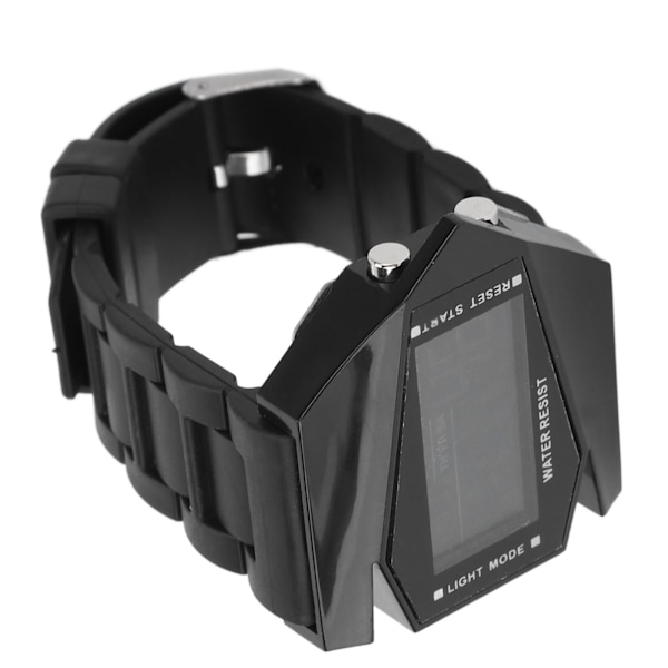 Sportklocka med elektronisk display, datumvisning, alarmfunktion, flygplansdesign, vattentät, LED-elektronisk klocka för pojkar, svart