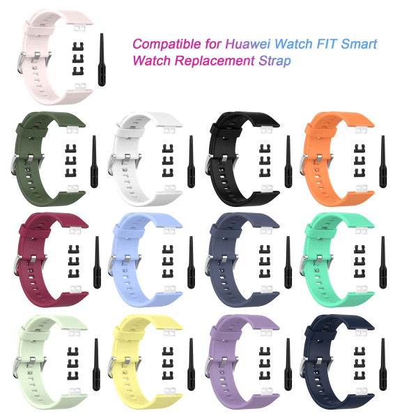 TIMH silikon sportsklokkerem, myk, pustende håndleddsrem, kompatibel med HUAWEI Watch FIT