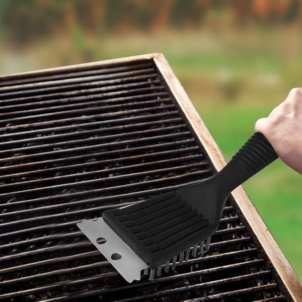4 stk. grillbørste grillrengjøring grillbørste rustfri grillbørste børste (svart, 21*7 cm)