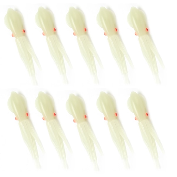 10Pcs Squid Fishing Lures Durable Sturdy Glowing Luminous Lifelike Soft Silicone Squid Bait6.5cm