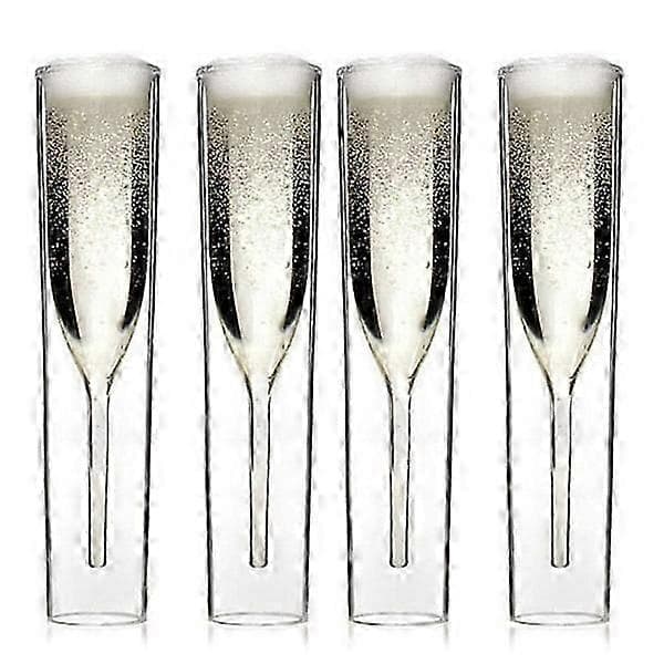 Dobbeltvæggede champagneglas mundblæste genanvendelige glas bedst