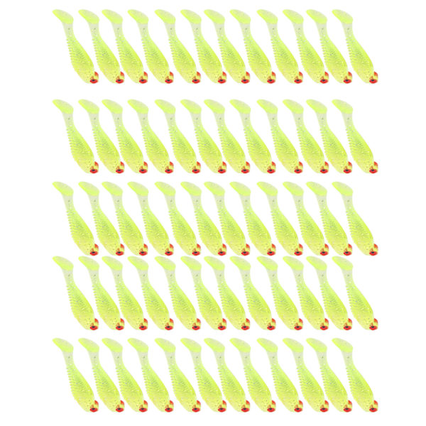 50 kpl/pussi keinotekoisia kalastusvieheit Pehmeät silikonisyötit Luonnolliset melapyrstöt Uintiviehe Vihreä