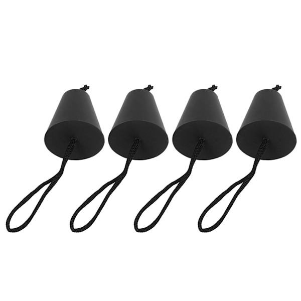 4 stk. Scupper Plug Kit med snor Fleksible silikone drænhuller Stopprop Universal til kajakker Kanoer Sort