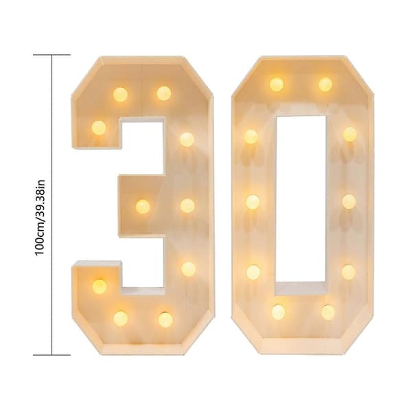 100 cm bursdagsnummerdekorasjon med lys Style 30