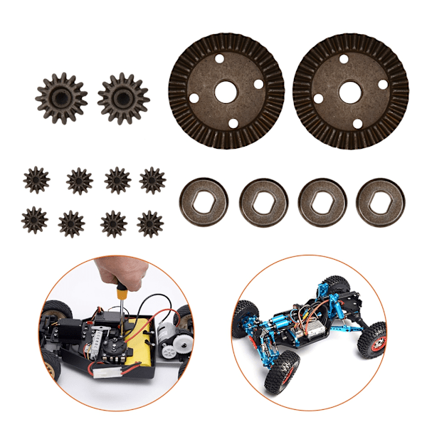 16 st RC Truck Uppgraderingsdelar Metall Reducer Differentialväxel för WLtoys A959 Modellbil