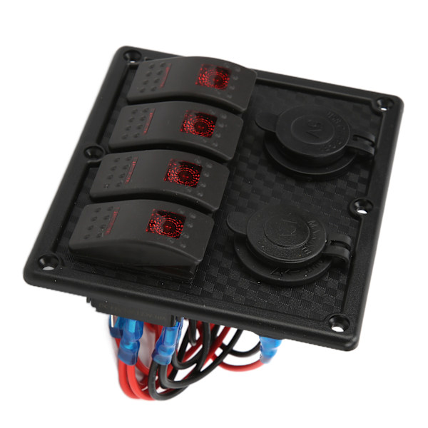 4-vejs vippekontaktpanel LED Vandtæt Dobbelt USB-opladningsport 12‑24V DC 4,8A til RV'er YachtsRed
