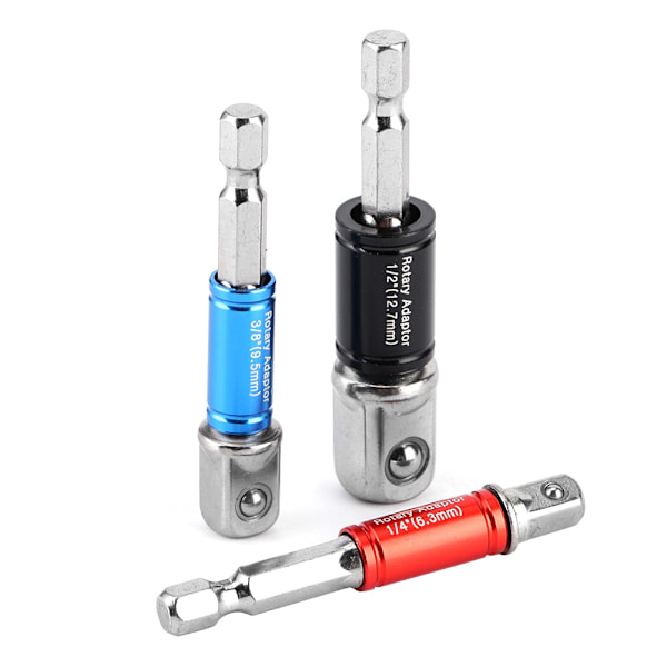 3 st/set sexkantsborrhylsa Adapter Drive Elektrisk slagskruvdragare 1/4in 3/8in 1/2in Typ C