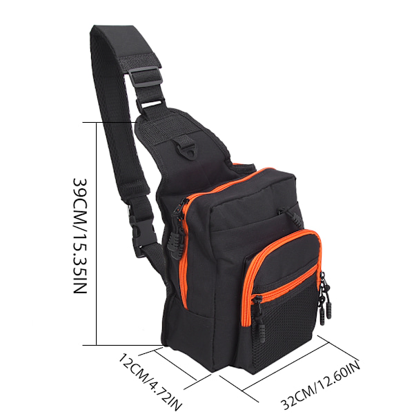 Polyester Multifunktionel Fiskegrej Crossbody Taske Udendørs Sport Vandreture Rejse Skuldertasker (Sort)