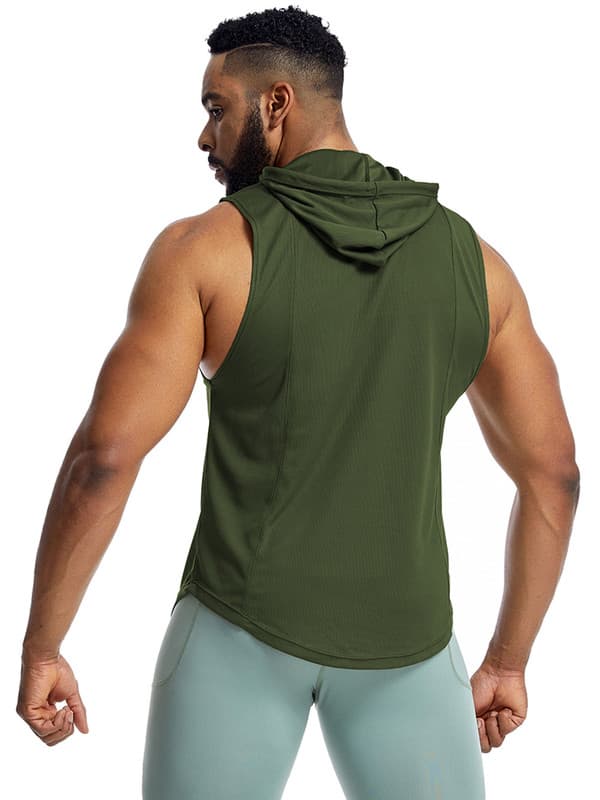 Miesten hupullinen hihaton treenitoppi, vihreä Green 2XL