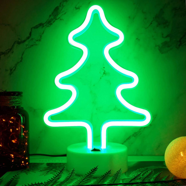 Juletre neonlys LED neon julepynt USB/batteridrevet juletre lys julebordspynt
