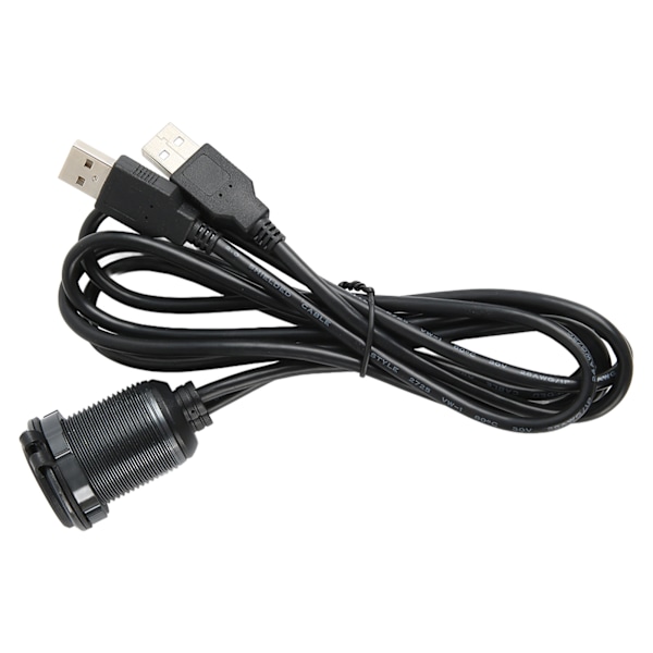 2 porter dobbel USB 2.0 hann til USB 2.0 hunn 1 meter 480 Mbps profesjonell plug and play USB dashbordmonteringskabel med LED-lys
