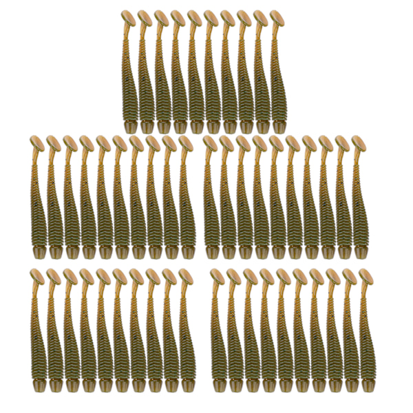 50 stk 5 cm Myke Plast Fiske Agner T-hale Grub Worm Agner Fiskeutstyr Tilbehør Svart