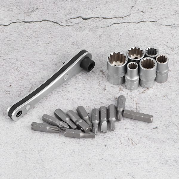 18 i 1 Mini 1/4in Spärrnyckel Skruvmejsel Bit Set Multifunktions bilreparationsverktyg