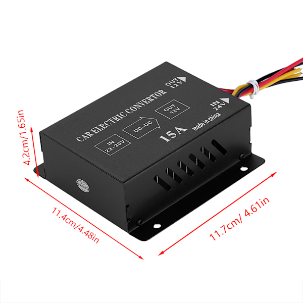 Billastbil 15A 180W DC 24V til 12V Strømomformer Elektrisk spændingsreducer Step down Transformator