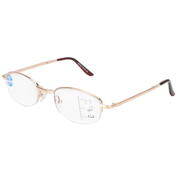 TIMH Multifocal Progressive Presbyopic Glasögon Blåljusblockerande läsglasögon för män kvinnor (+300 guldbåge)