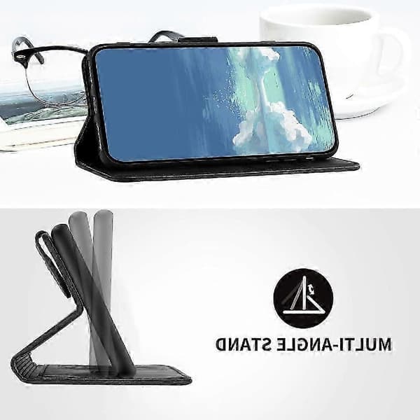 Etui til iPhone 14 Magnetisk Flip-etui i PU-læder med kortplads og stativ Black