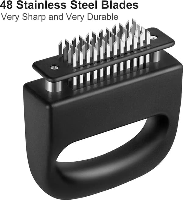 Kjøttmørner, 48 nåleblad i rustfritt stål, manuell kjøkkenredskap