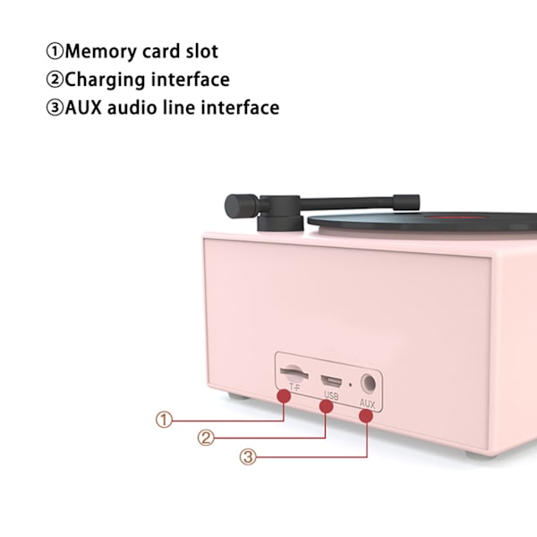 Bluetooth-høyttaler Retro Bluetooth Plate spiller Trådløs Musikk Mini Høyttaler