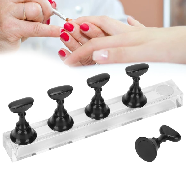 TIMH Nail Art Display Practice Stand Magnetic Negle Fingernegle Tip Holder Manicure Sæt Værktøj Sort