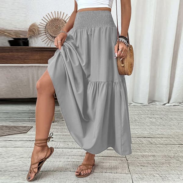 【BEMS】Lang kjole, hippie boheme elastisk talje nederdel Sort M Black M