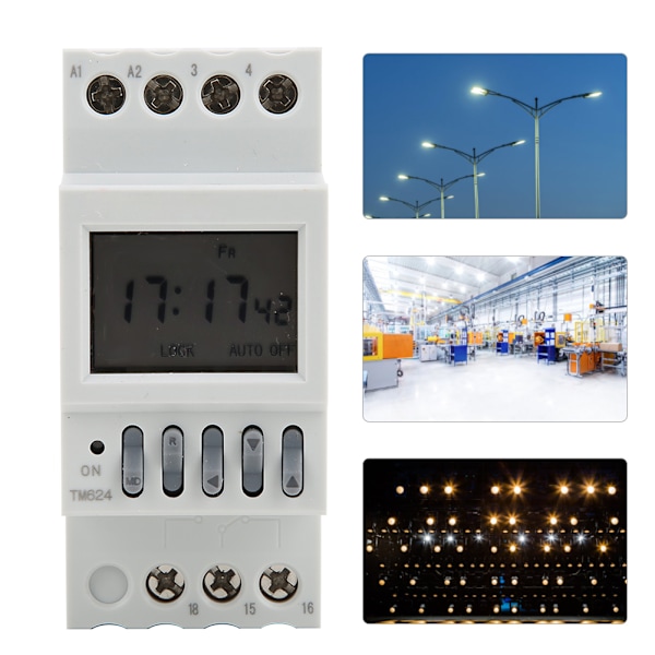 TM624 Digital Timer Strømbryder Timer 40-Grupper Tidsstyret Ringer DIN-Skinnemontering 220V