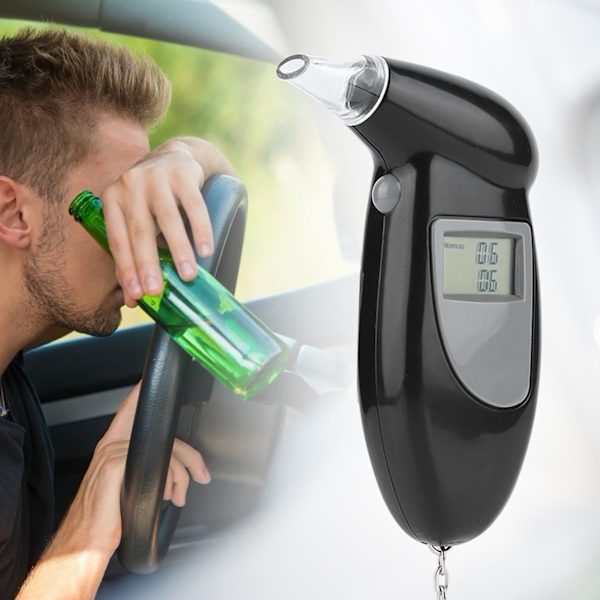 Digital LCD-skärm Alkohol Breath Tester Bärbar Nyckelring Breath Analyzer 20st Munstycke