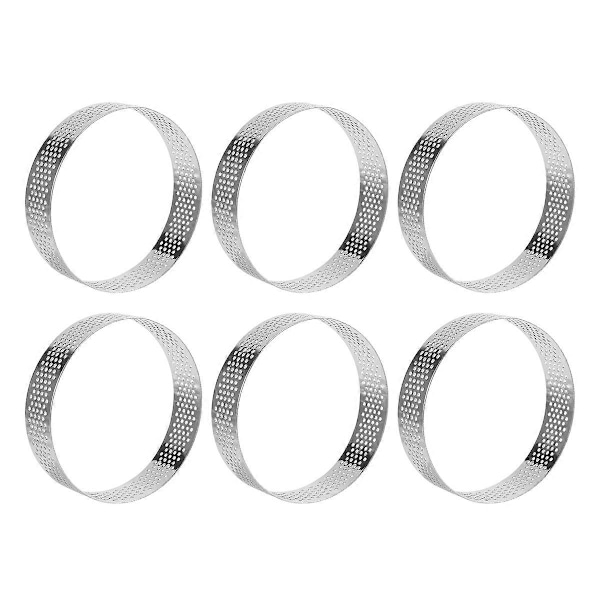 【BEMS】10 stk. runde kakeringer i rustfritt stål, perforert moussering, 8 cm