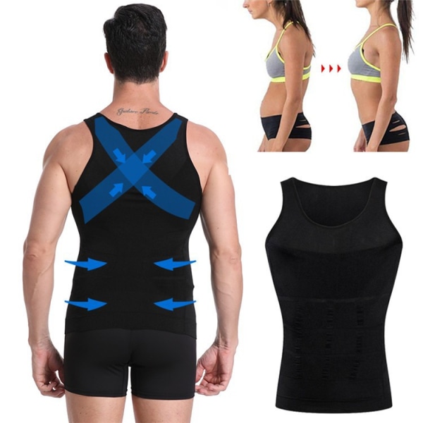 Body Shaping Sæson Mænds Shaping Undertøj Mænds Stram Vest Slankende Bryst Korset Talje Slankevest M blue