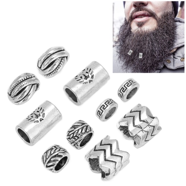 TIMH 10 stk Viking Beard Beads Antikke Dreadlock Tube Beads Vedhæng til hårdekorationer