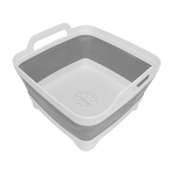 RV Foldbar Vask Sammenklappelig Opvaskkum Opvaskbalje Vask Tub Køkken Opbevaringsskuffe med Aftapningsprop Sidehåndtag