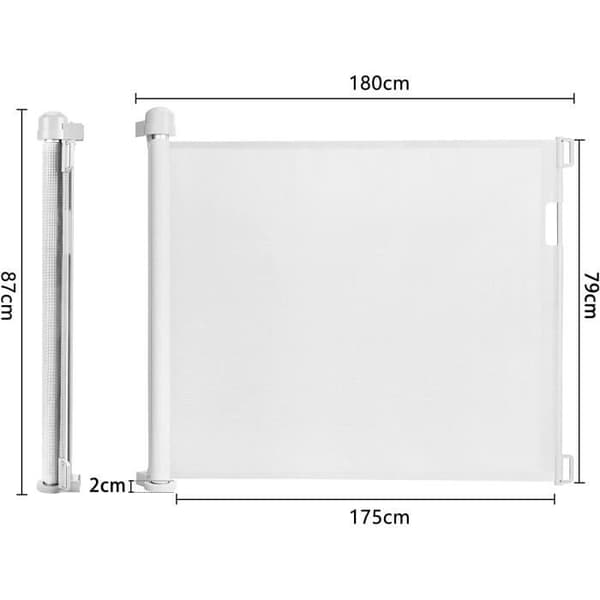 Retractable Safety Gate Compatible with Babies and Pets - UISEBRT - White