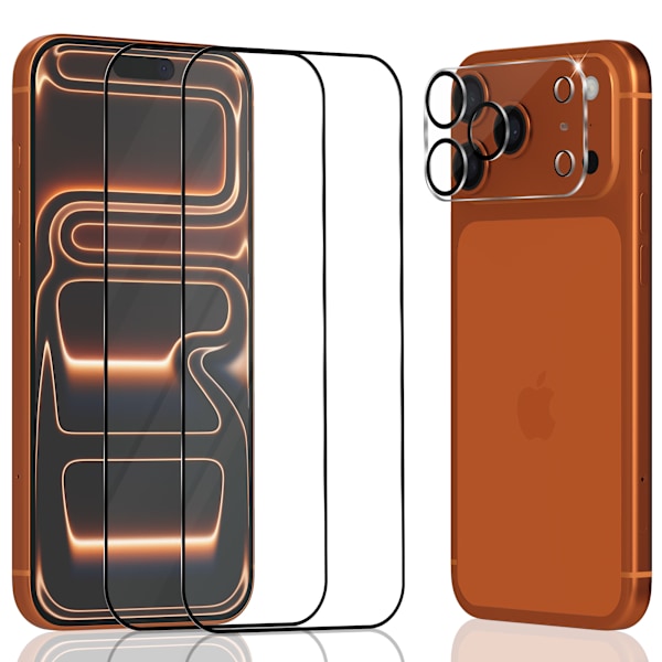 【BEMS】2-Pack iPhone 17 Pro Max Screen Protector & 1-Pack Lens Protector - Tempered Glass 9H - Super Quality 3D
