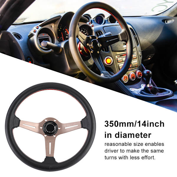 250mm/14in NARDI Style 6-Bolt Halv Skål Sort Perforeret Læder Racer Rat med Horn Modificerede Dele