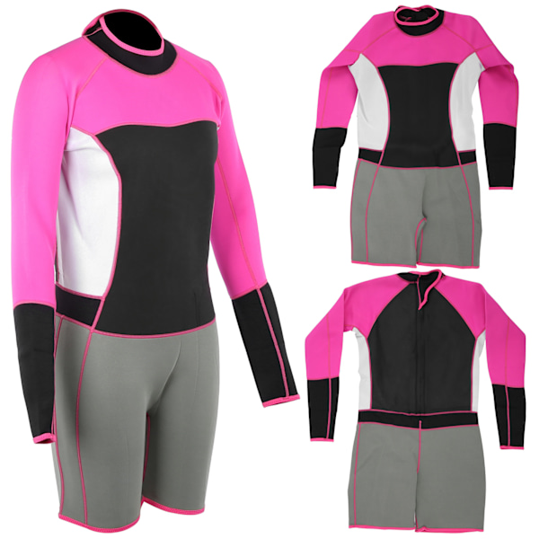 Kvinnors 1,5 mm Neopren Varm Slim Wetsuit En-delad Långärmad Shorts Dykning Simdräkt