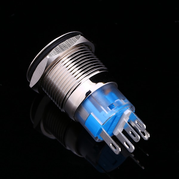 12V Bilström Angel Eye Metallisk Tryckknapp Blå LED-Ljus Växelspak 19mm AP