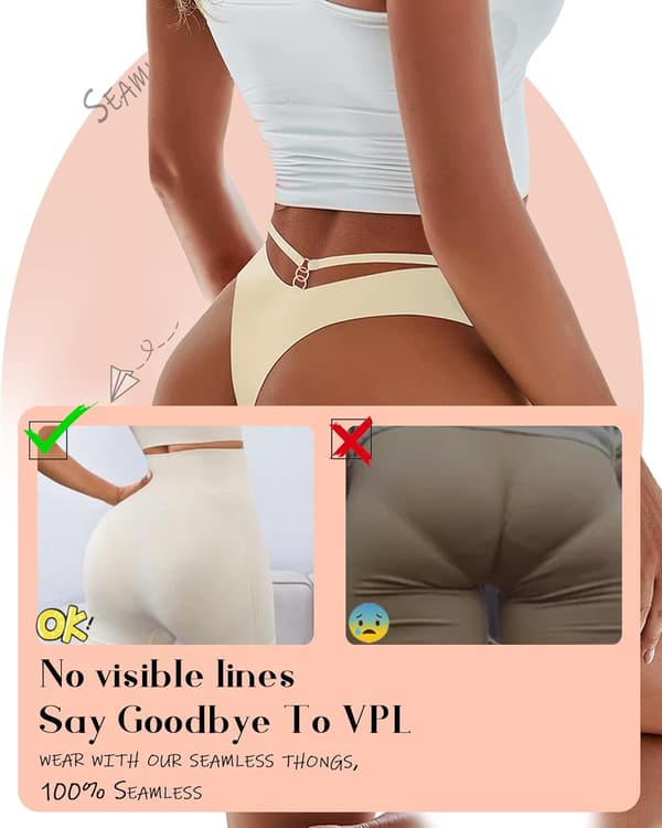 Dame Sømløse truser 6 stk. usynlige truser Pustende usynlige hule sexy undertøy[BEMS] Large